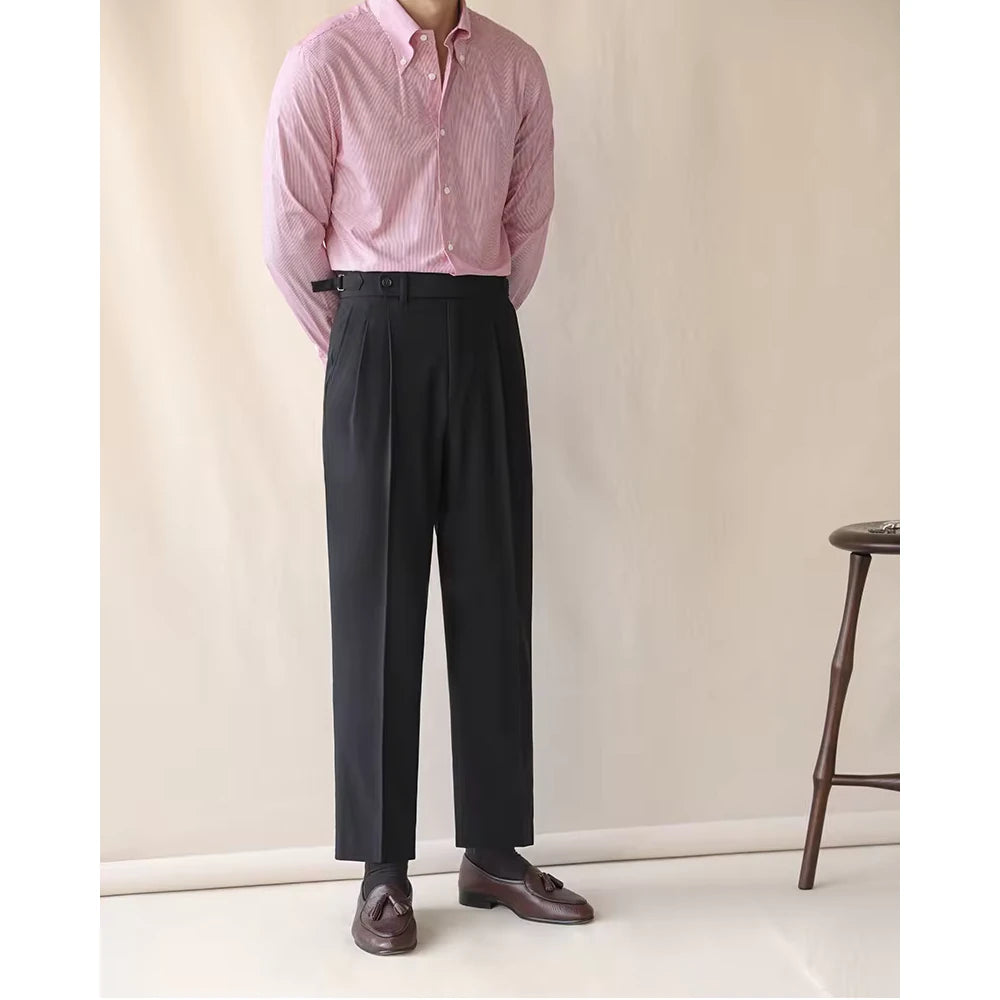 Men's High Waist Straight Leg Trousers