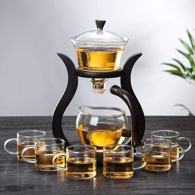 Lazy Kung Fu Glass Tea Set with Infuser and Magnetic Switch