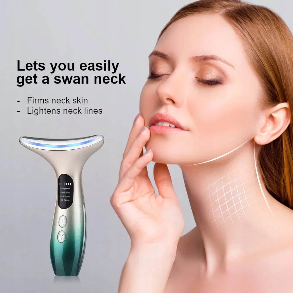 EMS Neck and Face Firming Device with Micro-current and Light Therapy