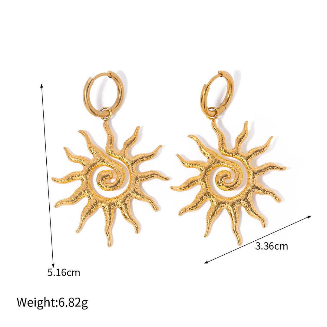 Stainless Steel Spiral Sunflower Pendant Necklace/Earrings