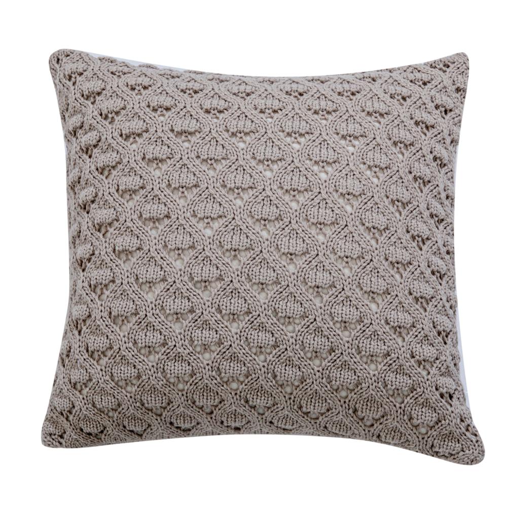 Scandinavian Style Diamond Knit Cushion Cover - Hollow-Out Pure Color Pillow Case