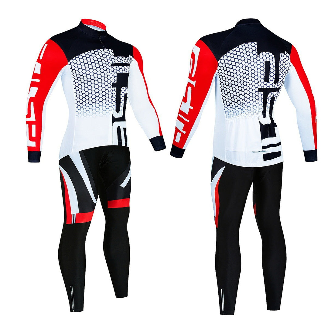 Men's Riding Jersey Long Sleeve Top And Trousers Wicking Breathable Cycling Suspender Suit