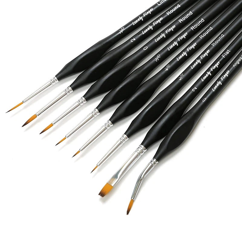 8-Piece Fine Detail Paint Brush Set with Ergonomic Handles for Precision Art