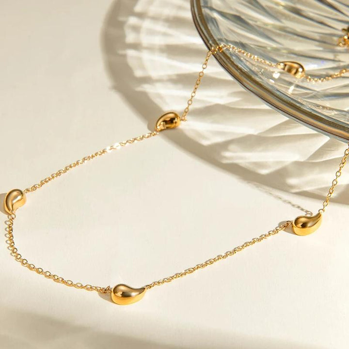 18K Gold PVD Plated Stainless Steel Water Drop Necklace for Women