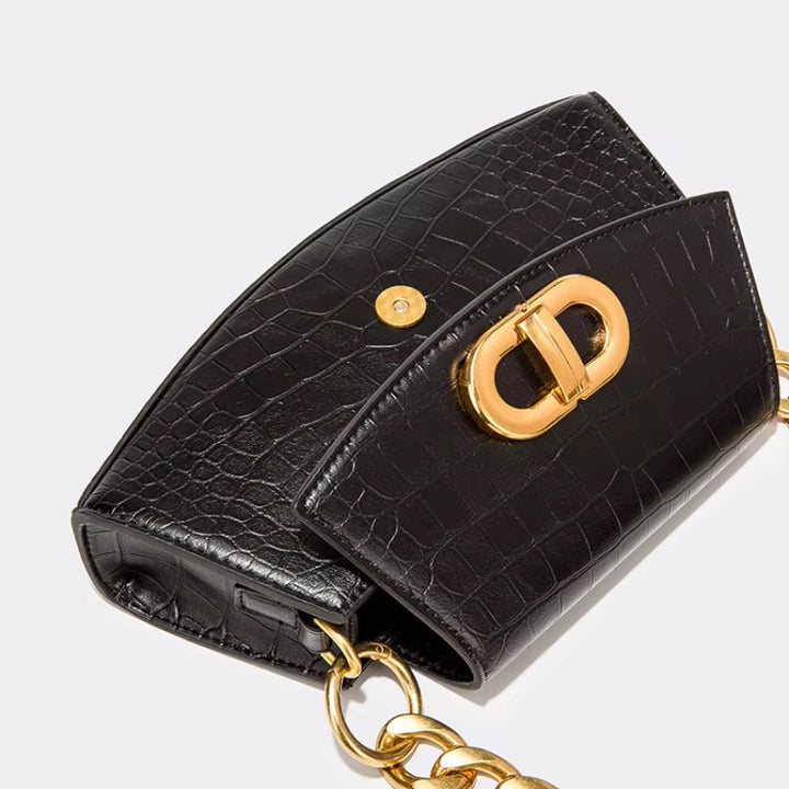 Luxury Alligator Print Crossbody Shoulder Bag with Chain