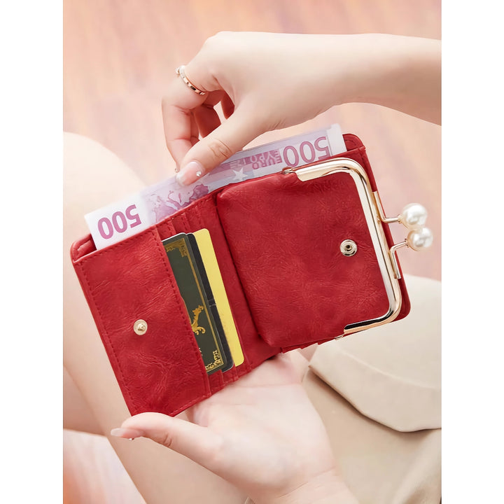 Compact Retro Pearl Wallet - High Capacity PU Leather Wallet