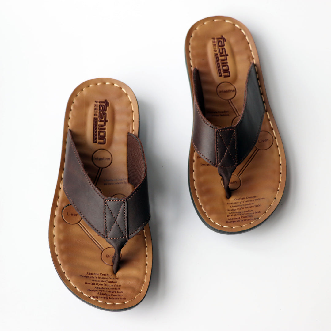 Summer New Cowhide Men's Flip Flops Sandals