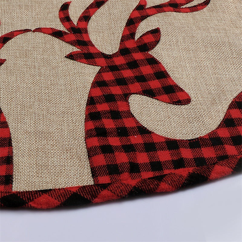 Plaid SHULU Christmas Tree Bottom Decoration Linen Tree Skirt