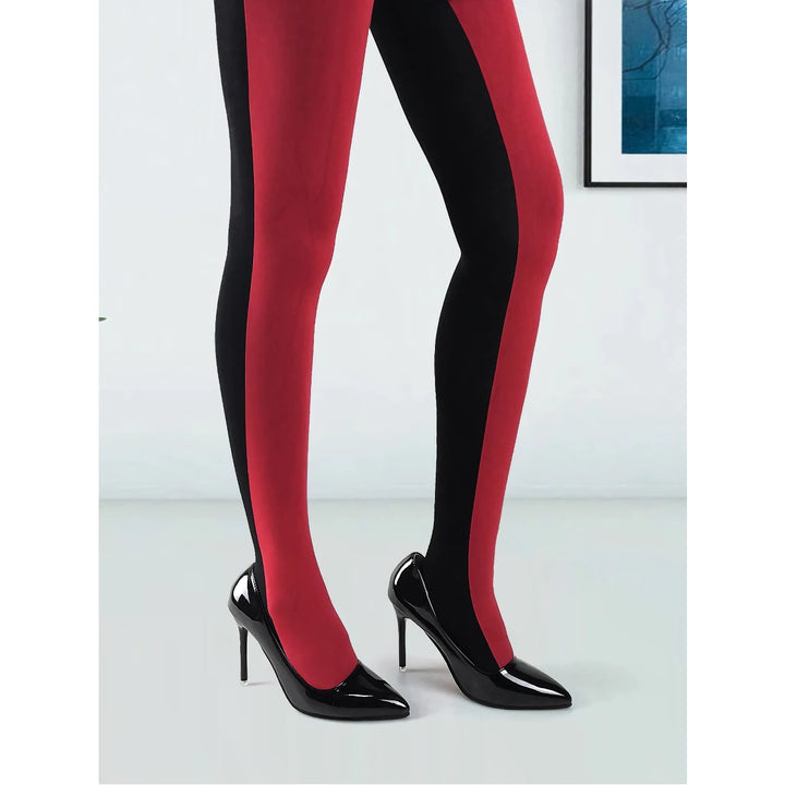 Chic Patchwork Velvet Tights for Women – Slim Fit Anti-Hook Pantyhose