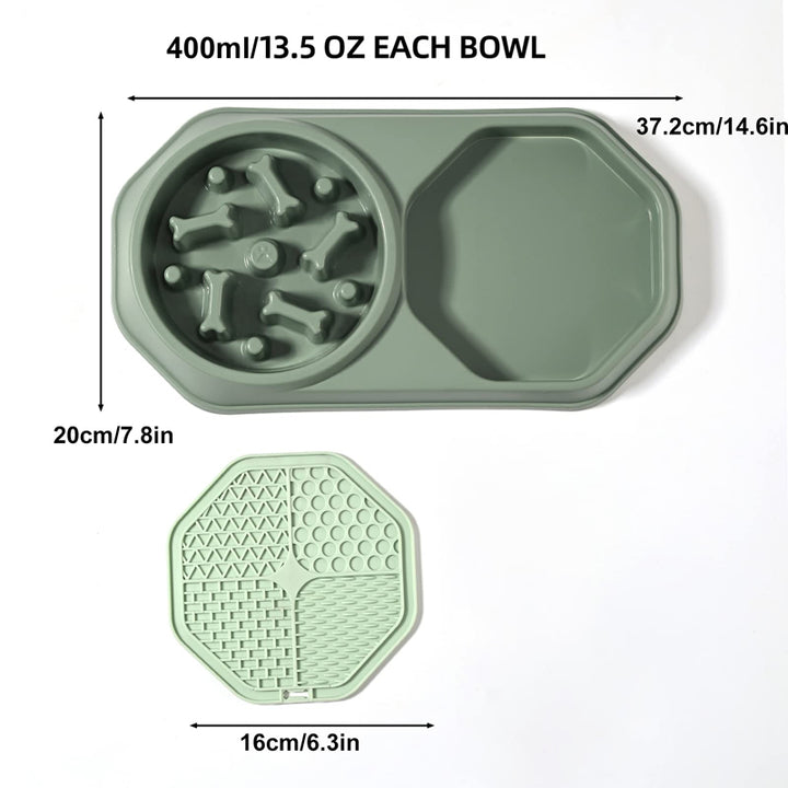 2-in-1 Slow Feeder Dog Bowl and Lick Mat