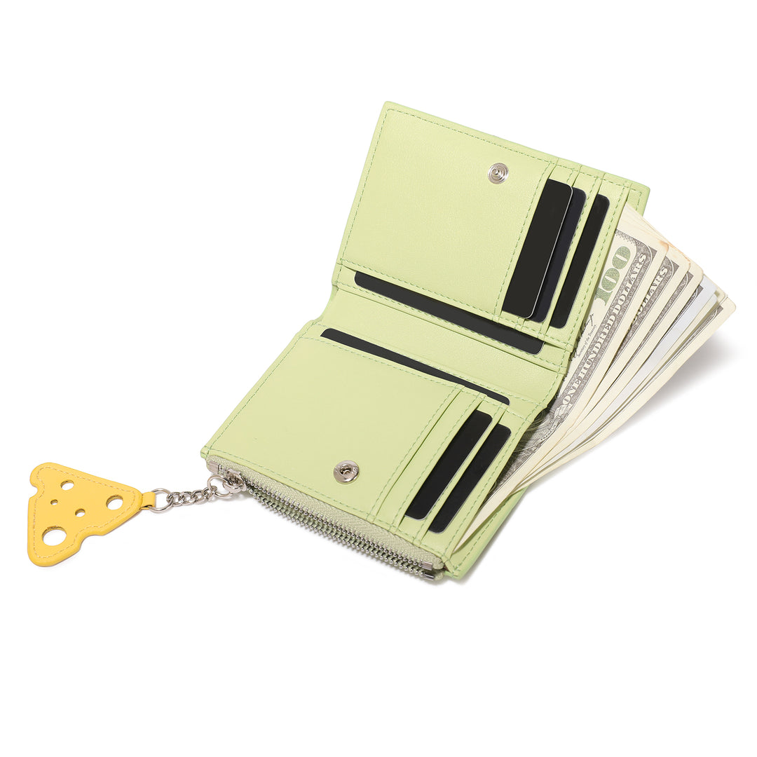 Luxury Women's Short Wallet with Cheese Pendant