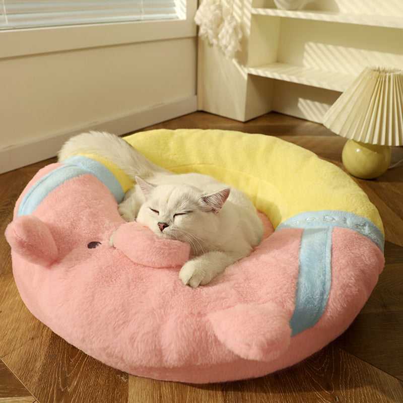 Pink Pig Shaped Cat Bed