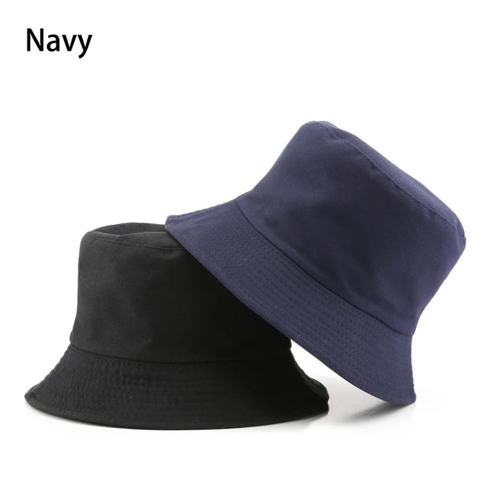 Classic Cotton Black Reversible Bucket Hat – Casual Sun Cap for Outdoor Adventures