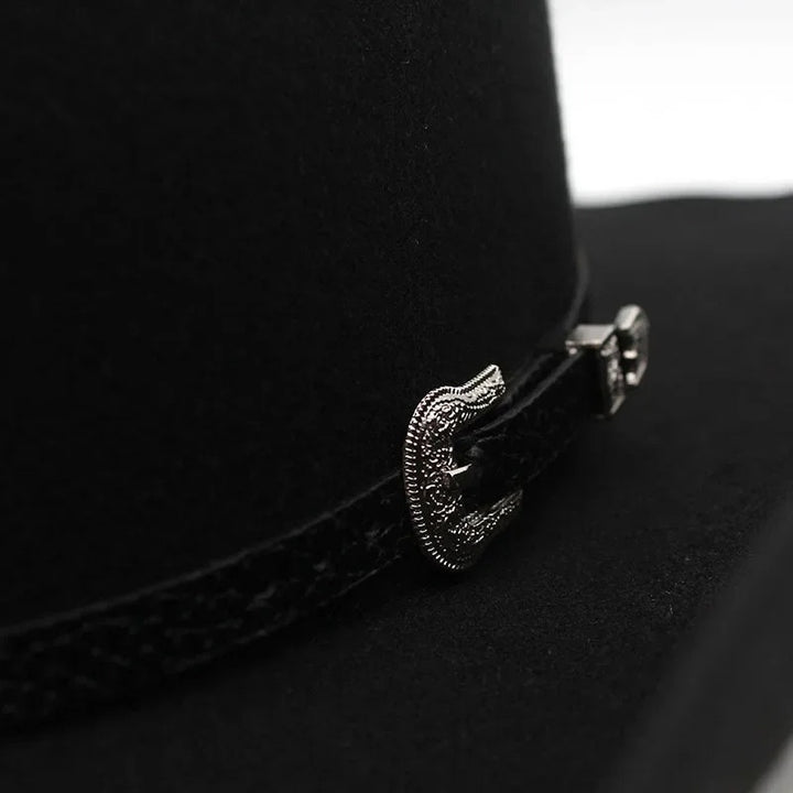 Black Roll Brim Fedora Cowboy Hat