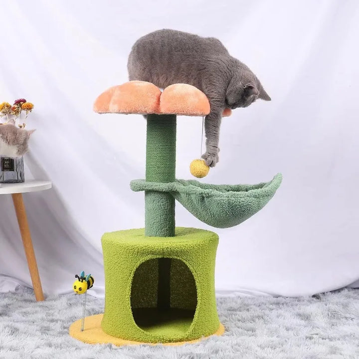 Flower Tree Cat Tower with Hammock Bed