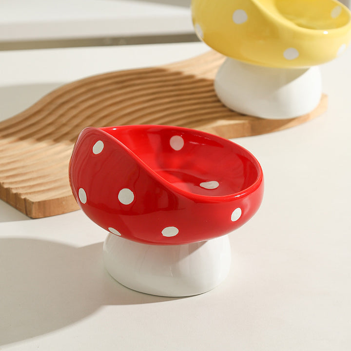 Mushroom-Shaped Ceramic Pet Bowl