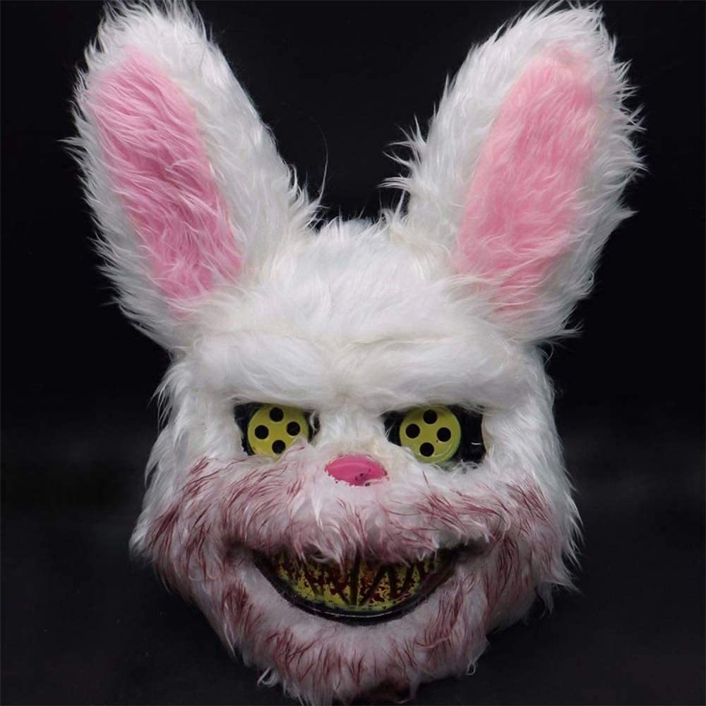 Halloween Scary Mask Bear Rabbit Bunny Mask, Bloody Plush Head Mask, Cosplay Costume Props Halloween Party Horror Devil Bear & Rabbit Mask