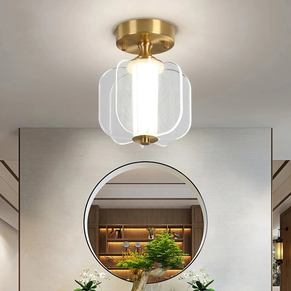 Modern LED Ceiling Light - Copper Lamp for Porch, Living Room, and Balcony