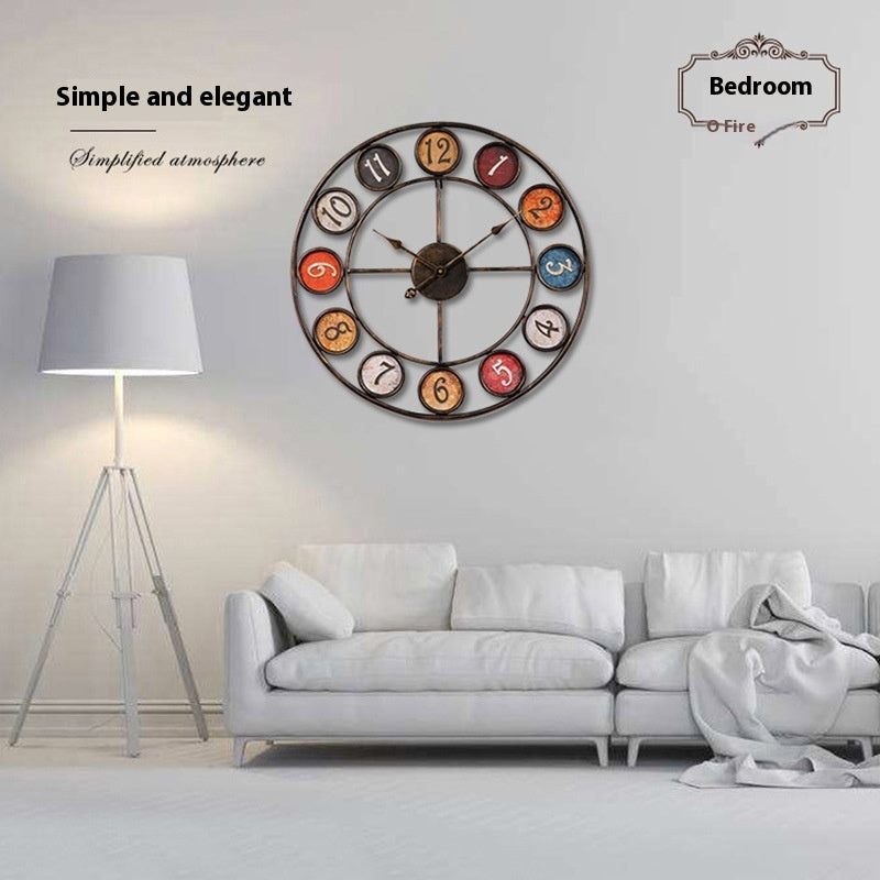 Creative Clocks Background Wall Simple Iron Retro Wall Clock