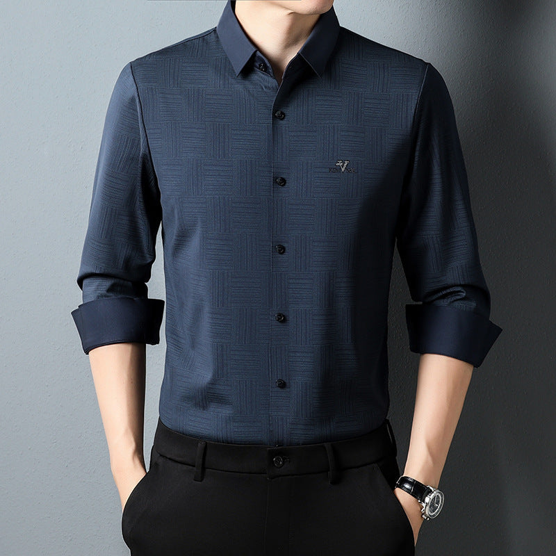 Casual Long Sleeve Lapel Seamless Adhesive Shirt