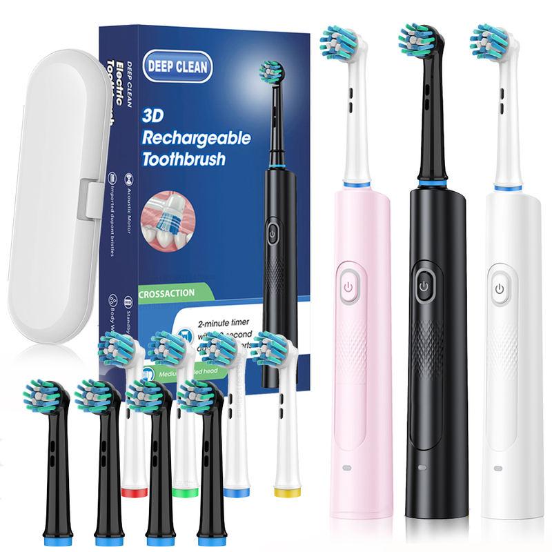 Rechargeable Rotating Electric Toothbrush for Adults with 8 Replacement Heads