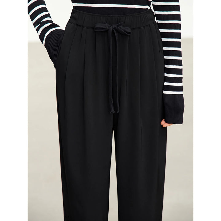 Minimalist Straight Autumn Pants for Women - Drawstring Elastic Casual Loose Trousers