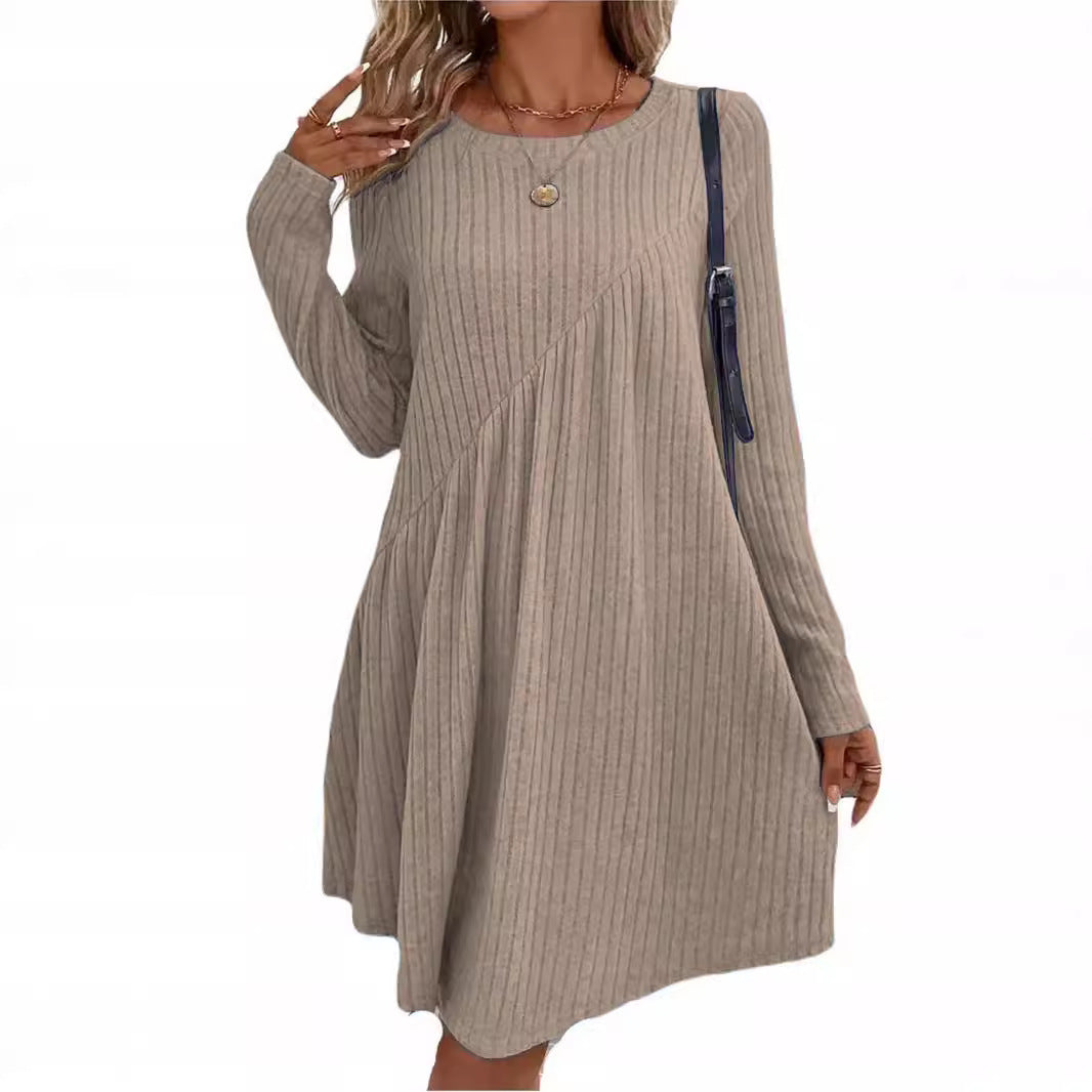 Women's Irregular Sanding Sunken Stripe Dress