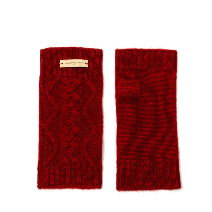 Women's New Pure Cashmere Cable Half Finger Gloves