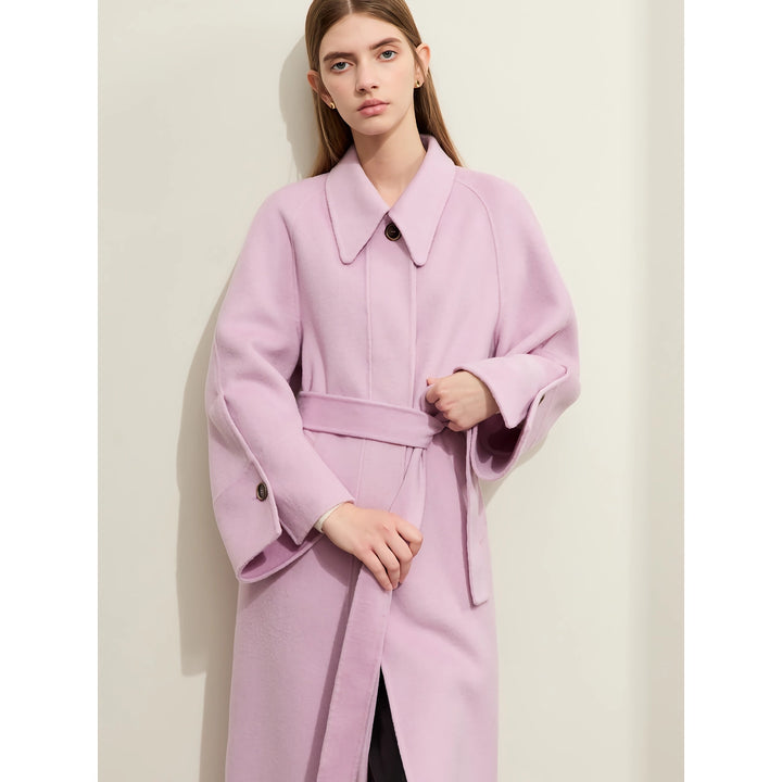 Luxurious Women's Long Woolen Coat with Belt