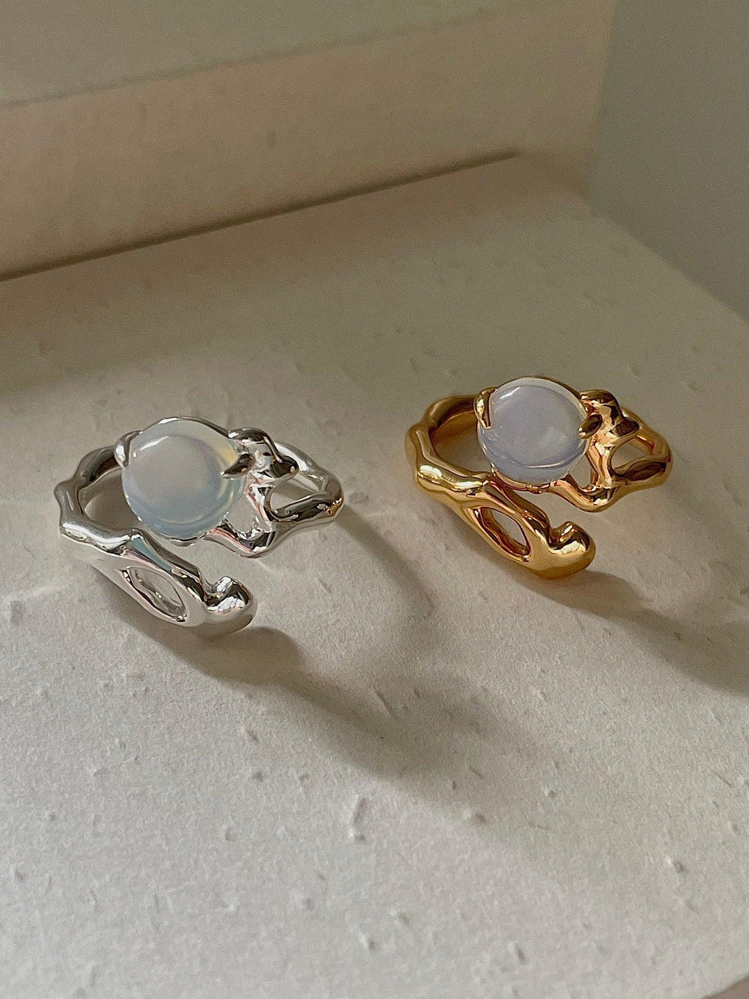 Design Opal Set Sterling Silver Ring Adjustable - Trendha