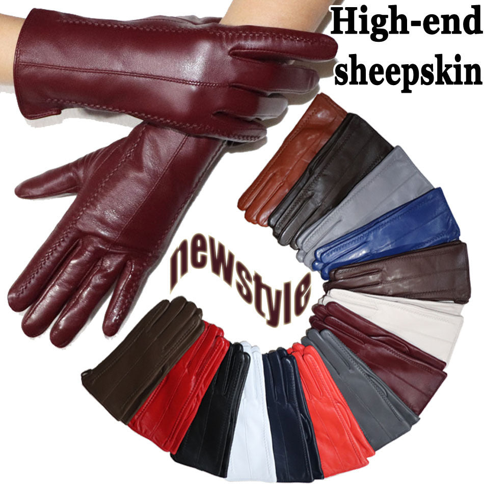 Women's Sheepskin Gloves Winter Warmth Plus Velvet Short Thi