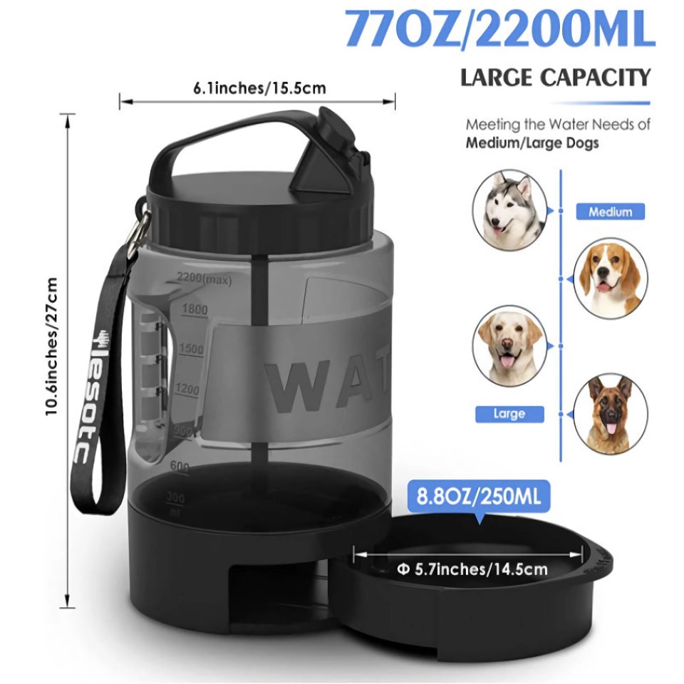 74oz Large Capacity Pet Water Dispenser with Pull-Out Bowl