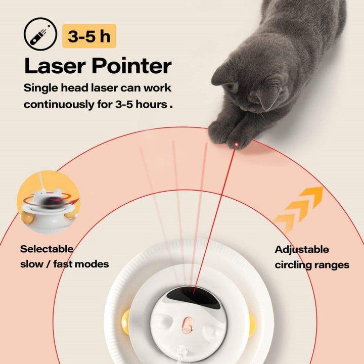 4-in-1 Interactive Cat Teaser Toy with Laser, Feather Stick, and Trackball