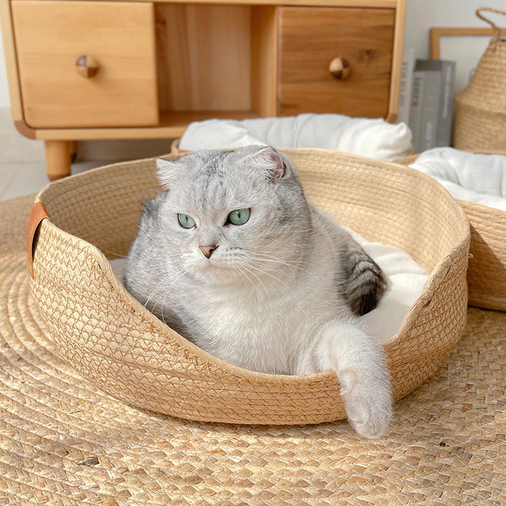 Handmade Bamboo Weaving Cat & Puppy Bed