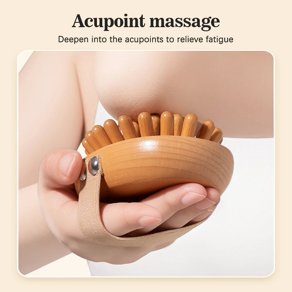 Wooden Meridian Massage Brush with Anti-Cellulite and Scalp Massage Benefits