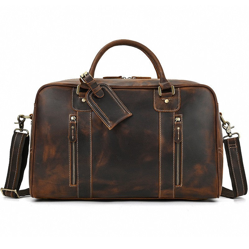 Men's First Layer Cowhide Large Capacity Handbag