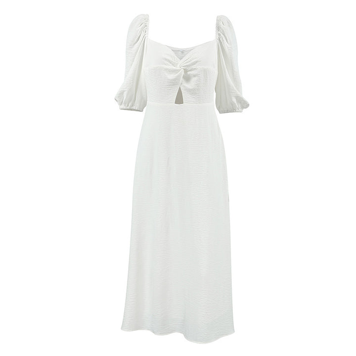 French Elegant Lantern Sleeve Off-neck Dress