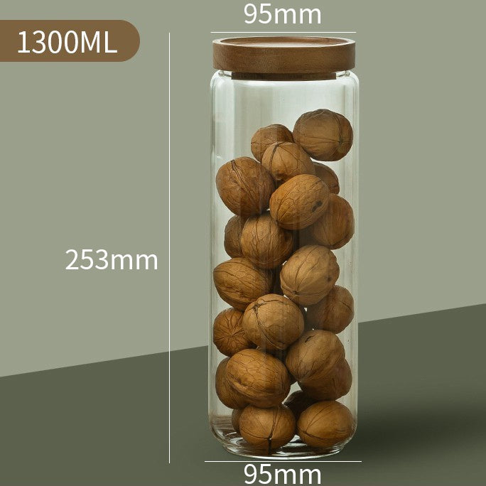 Wood Lid Glass Airtight Canisters