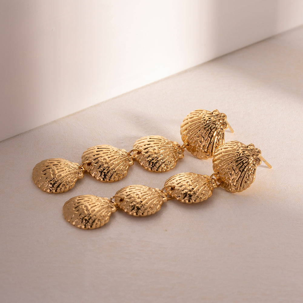 Gold Plated Stainless Steel Geometric Shell Earrings