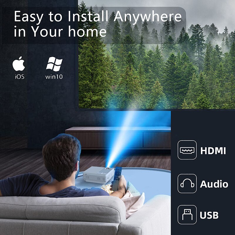 Full HD 1080P 4K Mini LED Portable Projector with WiFi & 4G Connectivity