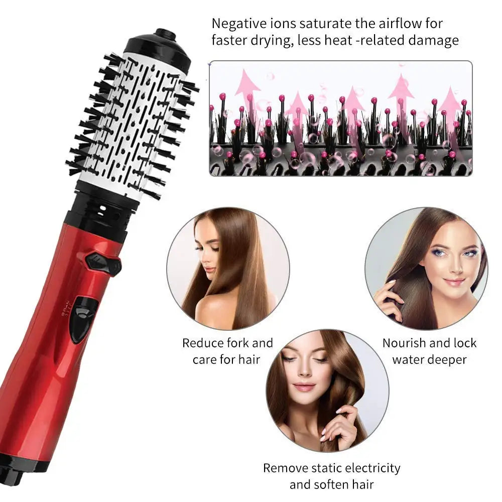 3 In 1 Rotating Hair Dryer Brush with Ceramic Curler and Volumizer