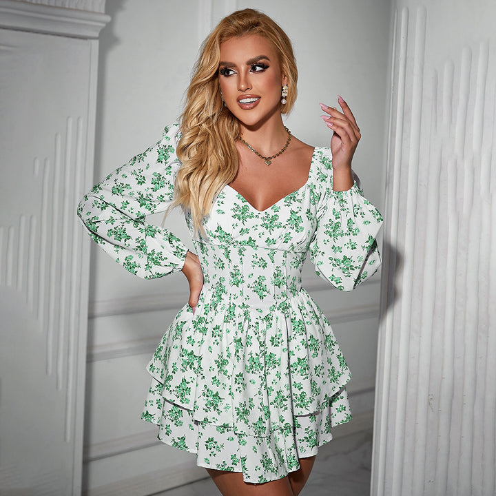 Vacation Long Sleeve Printed Mini Dress