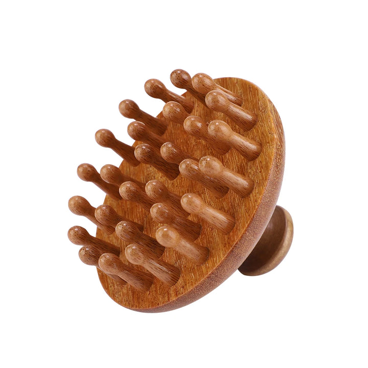 Sandalwood Scalp Massage Comb and Guasha Scraping Tool for Hair Care and Body Relaxation