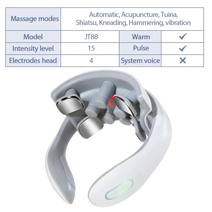 Smart Electric Pulse Neck Massager with Heat and TENS Therapy