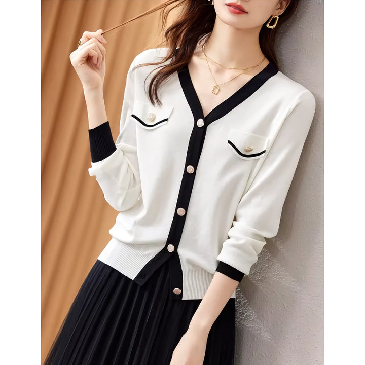 Elegant White Knit Cardigan