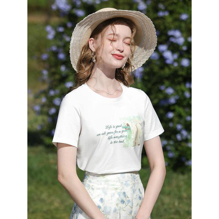 Embroidered Casual Summer Tee