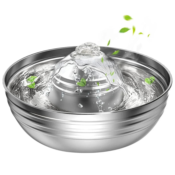 2L Stainless Steel Cat and Dog Water Fountain with Quiet Pump for Multiple Pets