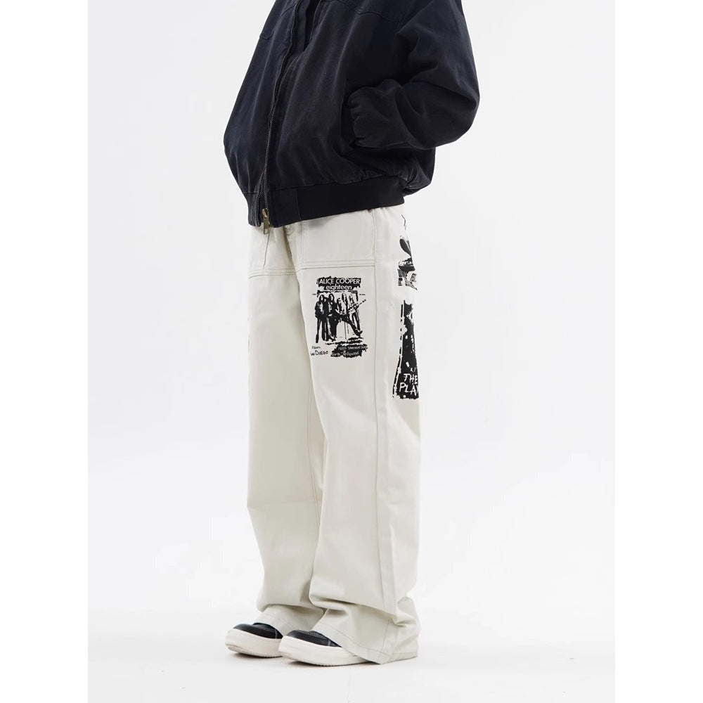 Hip Hop Print Jeans Men's Spring