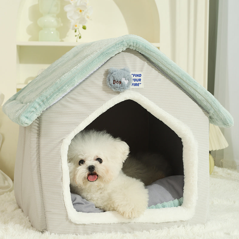 Foldable Pet House with Removable Sleep Mat