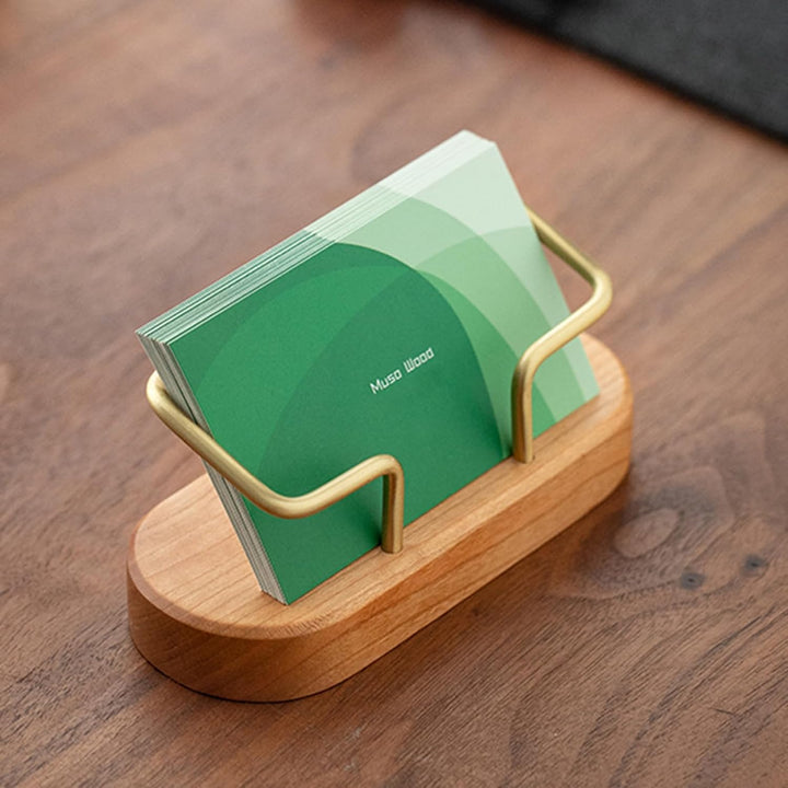 Elegant Wooden Business Card Holder for Office and Home